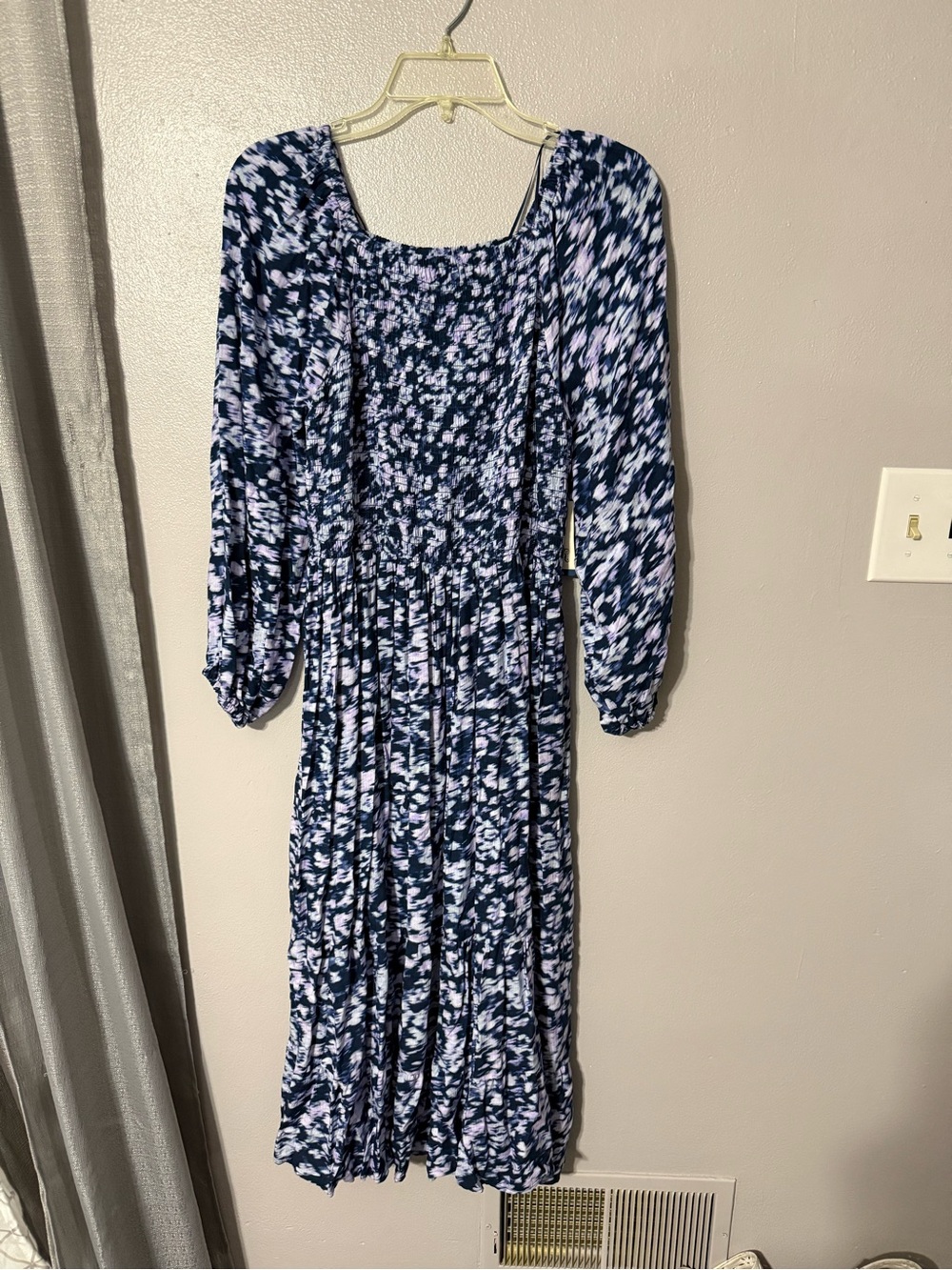 Terra & Sky Navy with Lavender Floral Midi Dress